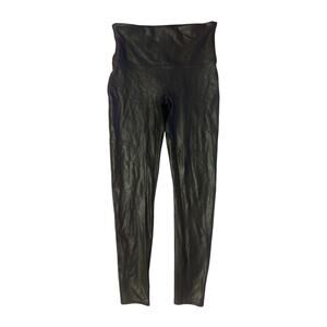 Women XL Spanx Faux Leather Leggings Black Shaping Tummy Control Pants Skinny